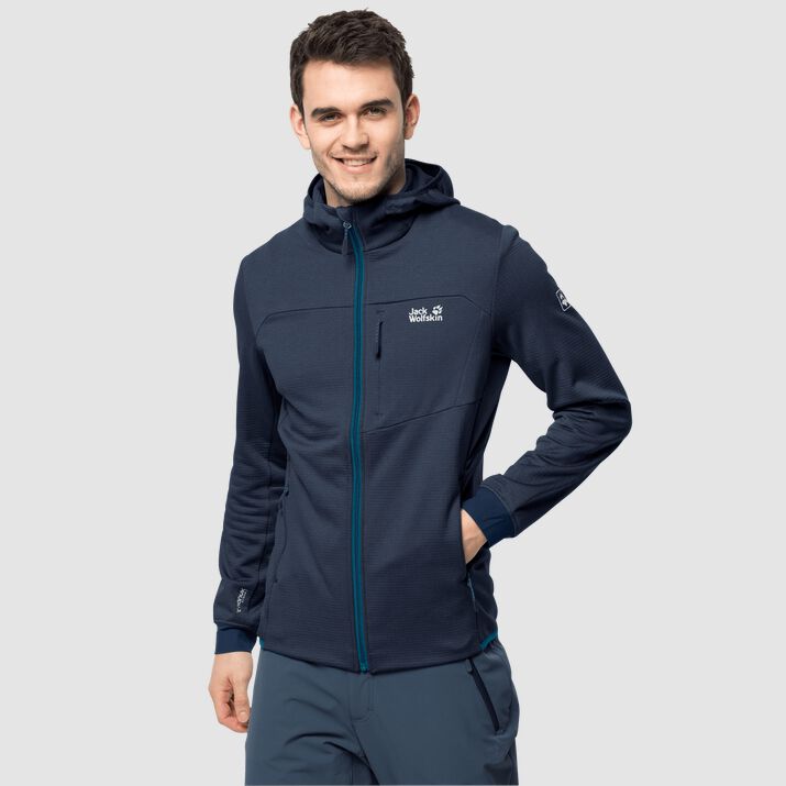 Chamarra Polar Jack Wolfskin Hydro Grid Hombre Azules Mexico-5671921